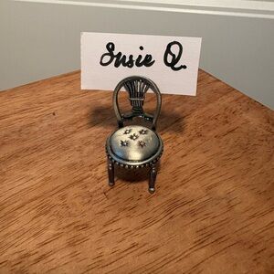 Set of 8 Pewter Placecard Seating Miniature Chairs